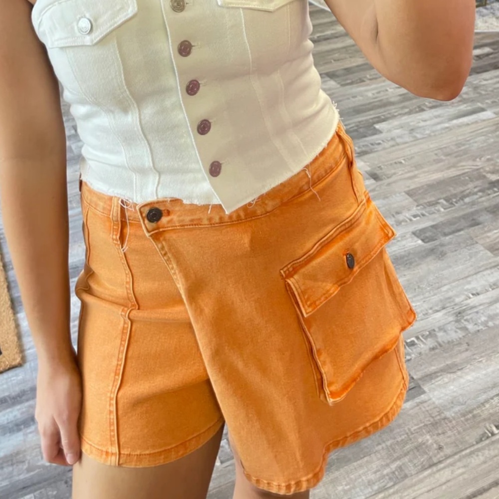 Orange denim skort